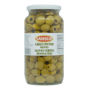 920g BOTTLE - GREEN PITTED OLIVES