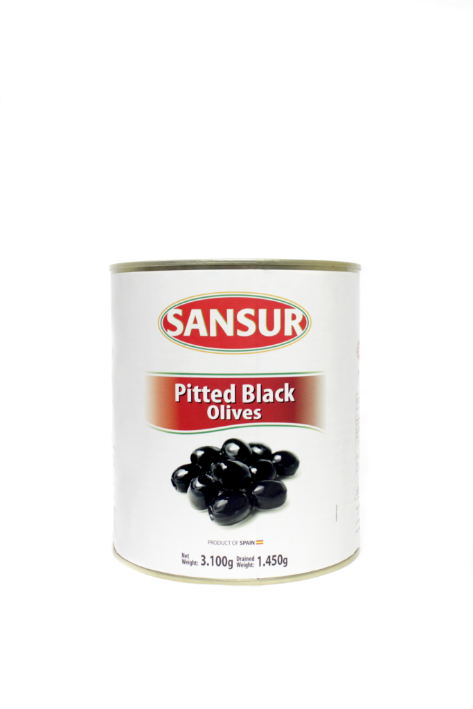 3Kg TIN - PITTED BLACK OLIVES 