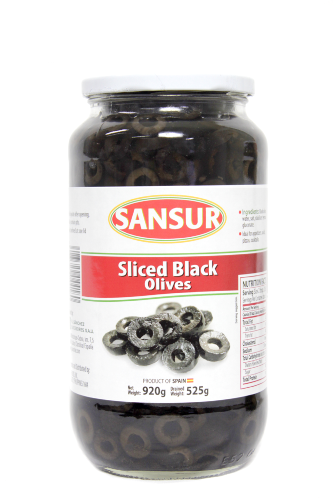 920g BOTTLE - SLICED BLACK OLIVES